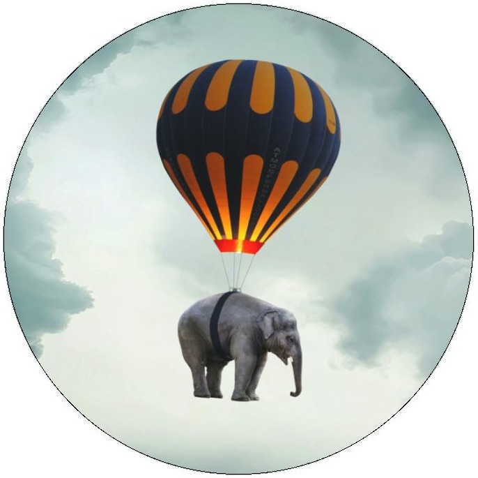 Elephant Hot-Air Balloon Pinback Buttons and Stickers