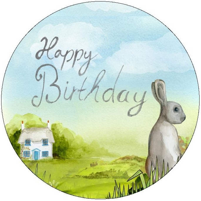 Birthday Rabbit Pinback Buttons and Stickers