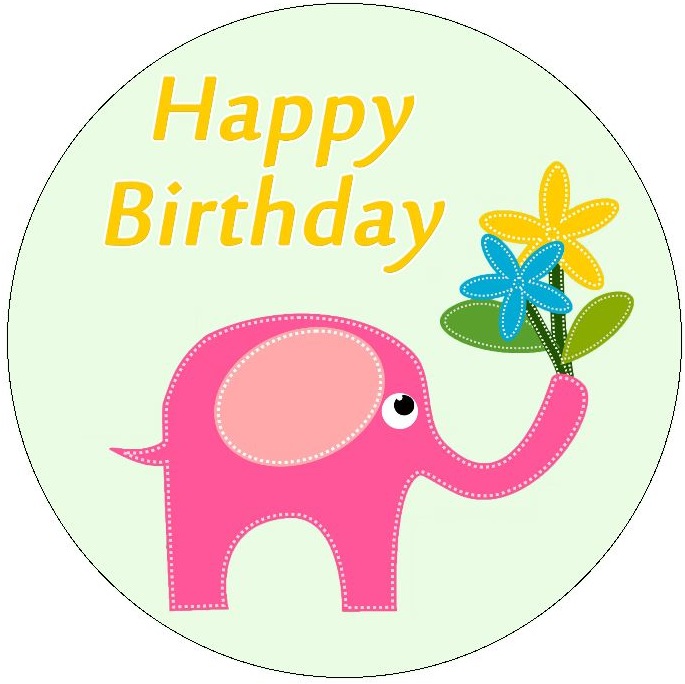 Elephant Birthday Pinback Buttons and Stickers