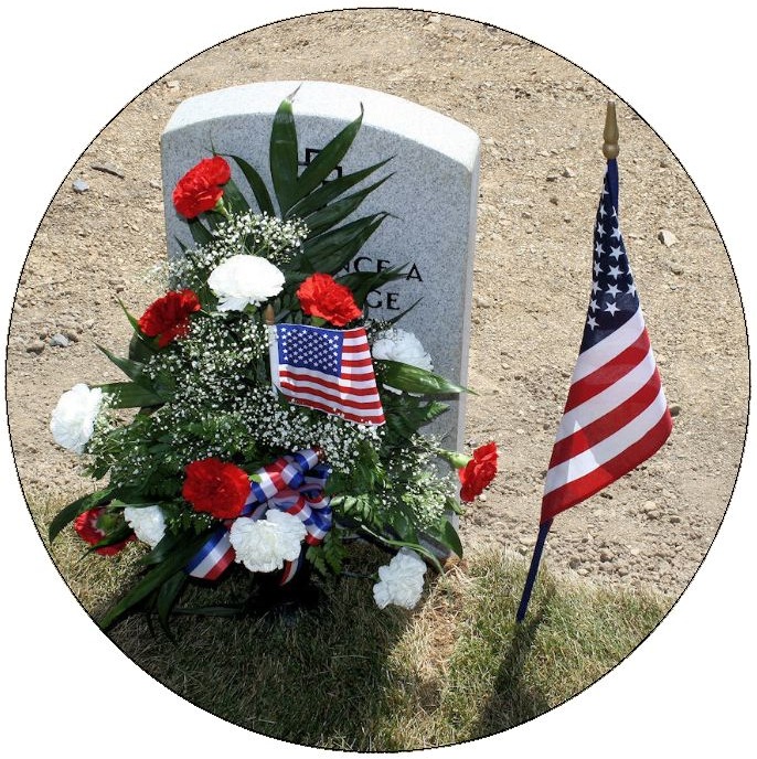 Flags on Grave Pinback Buttons and Stickers