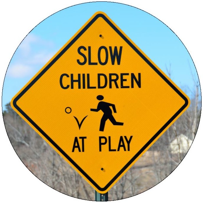Childern At Play Sign Pinback Buttons and Stickers