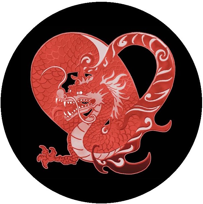 Chinese Heart Dragon Pinback buttons and Stickers