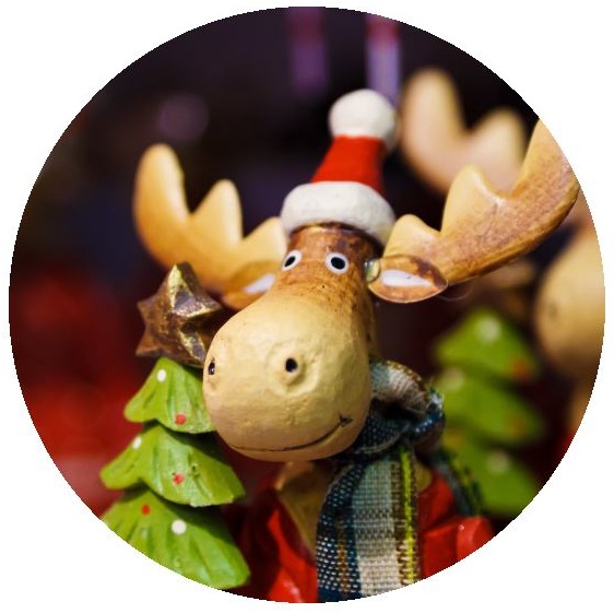Moose Christmas Pinback Buttons and Stickers