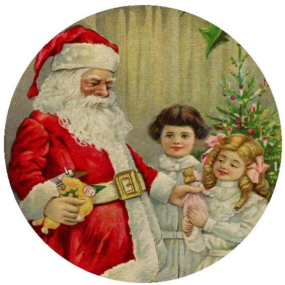 Christmas Santa Pinback Buttons and Stickers