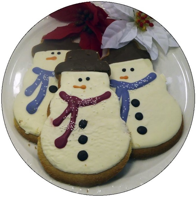 Christmas Snowman Cookies Pinback Buttons and Stickers