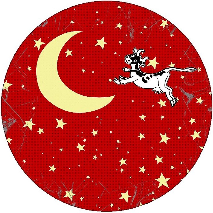 Cow Jumped Over the Moon Pinback Buttons and Sticker
