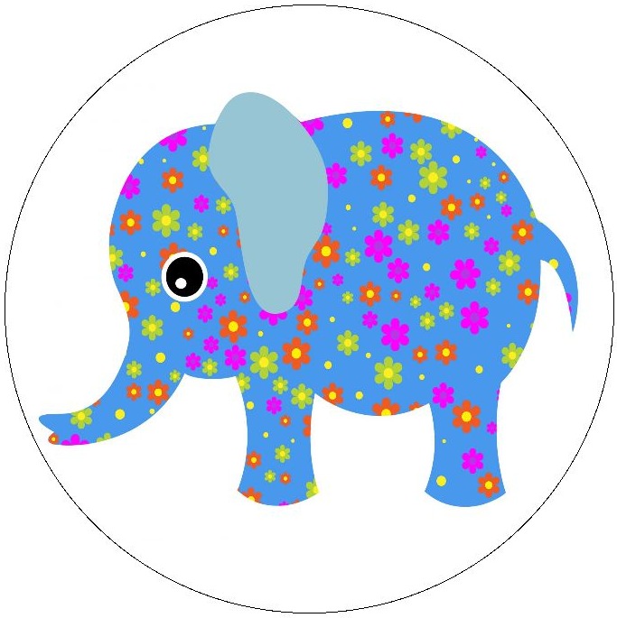 Elephant Art Pinback Buttons and Stickers