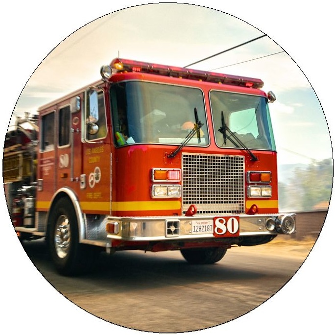 Firetruck Pinback Buttons and Stickers