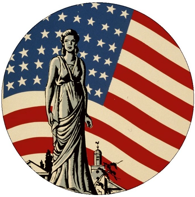 Liberty American Flag Pinback Buttons and Stickers