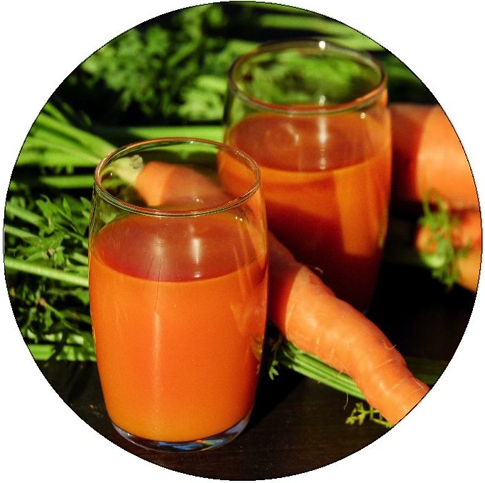 Carrot Juice Pinback Buttons and Stickers