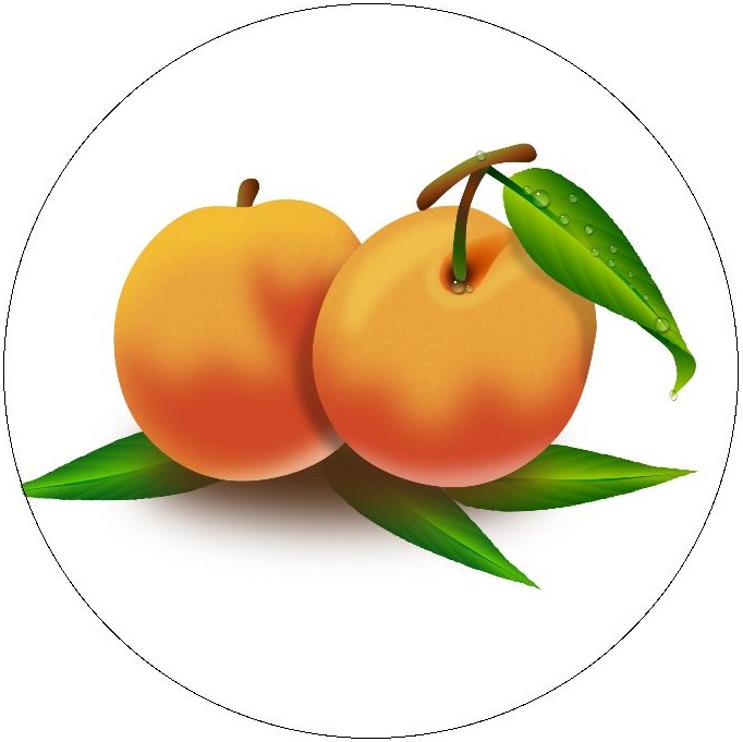 Peaches Pinback Buttons and Stickers