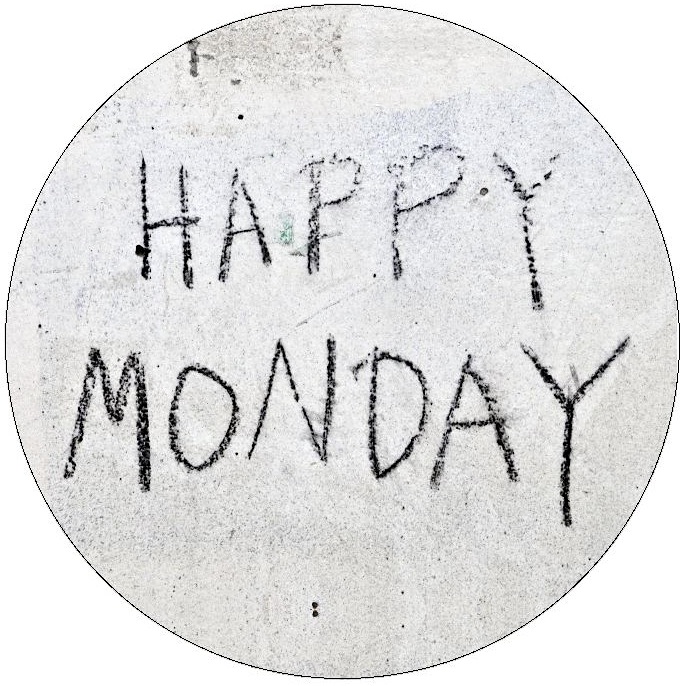 Happy Monday Graffitti Pinback Buttons and Stickers