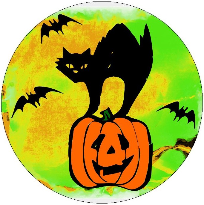 Halloween Cat Buttons and Stickers