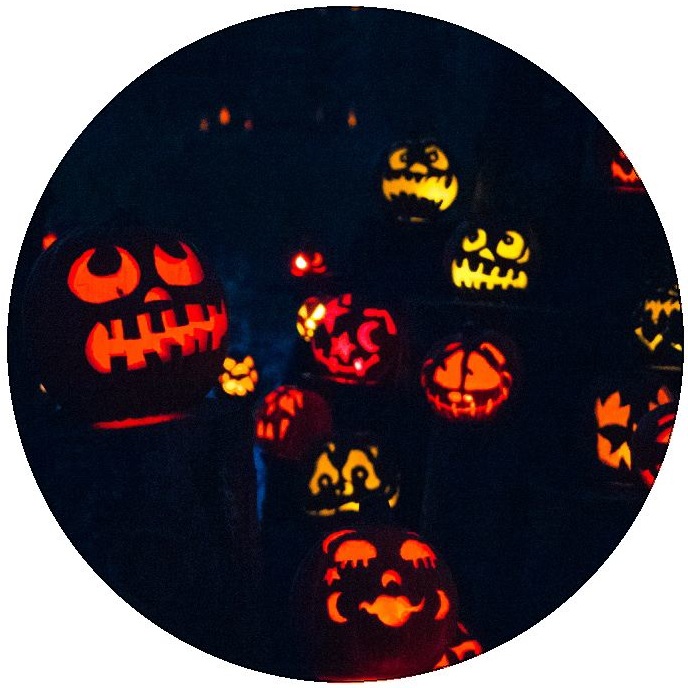 Halloween Pumpkin Pinback Buttons and Stickers