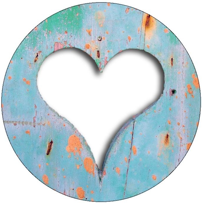 Wooden Heart Pinback Buttons and Stickers