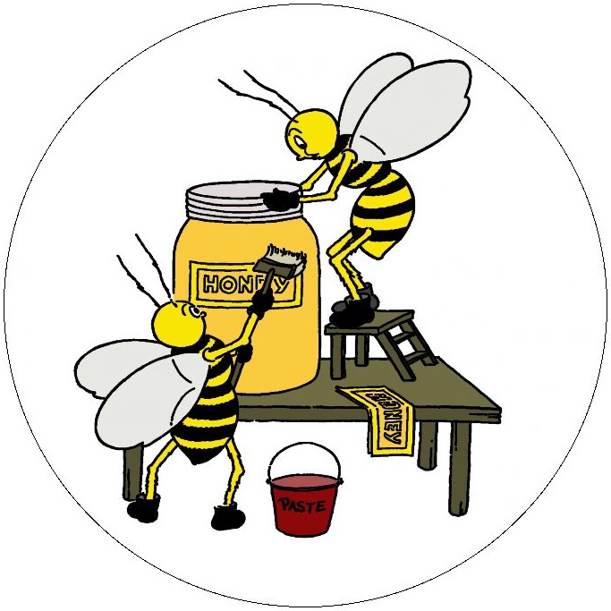 Bee and Honey Pinback Buttons and Stickers