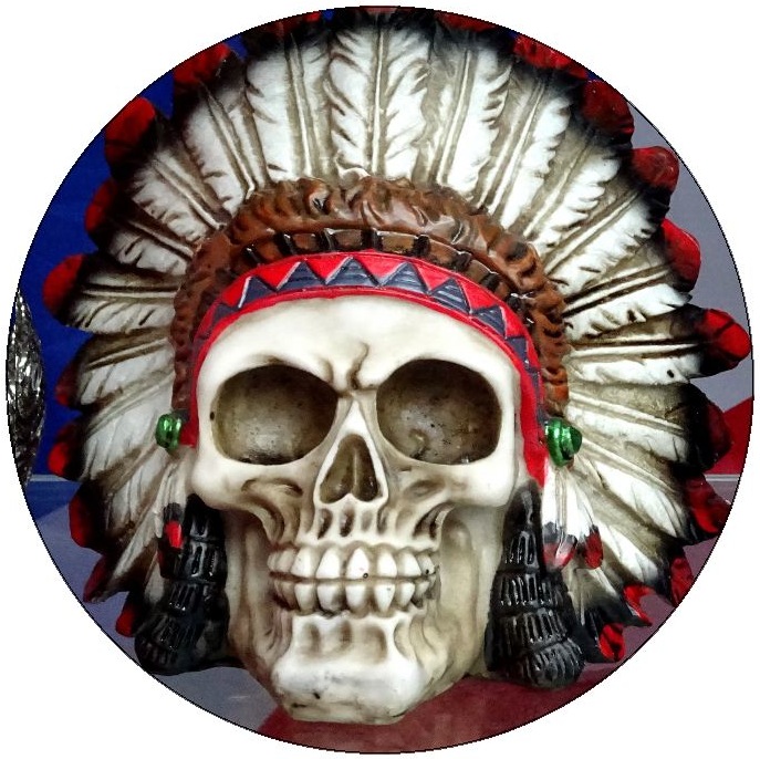 Indian Skull Pinback Buttons and Stickers