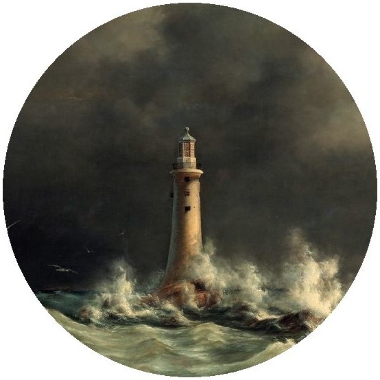 Lighthouse Pinback Painting by Anton Melbye