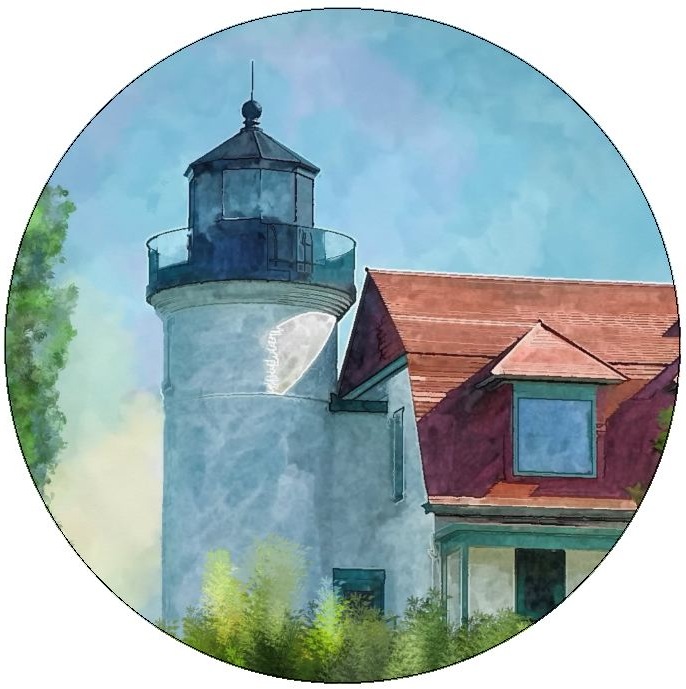 Lighthouse Painting Pinback Buttons and Stickers