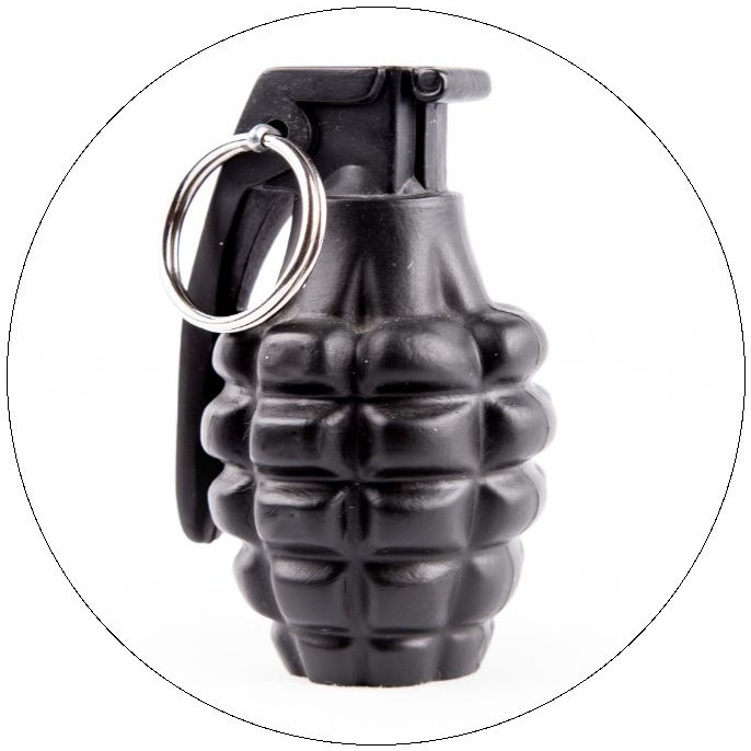 Military Grenade Pinback Buttons and Stickers