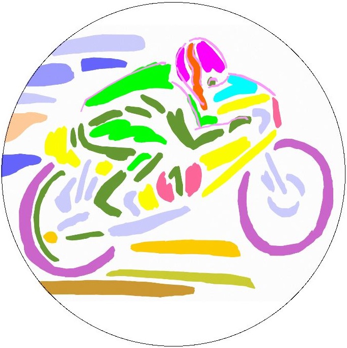 Motorcycle Art Pinback Buttons and Stickers