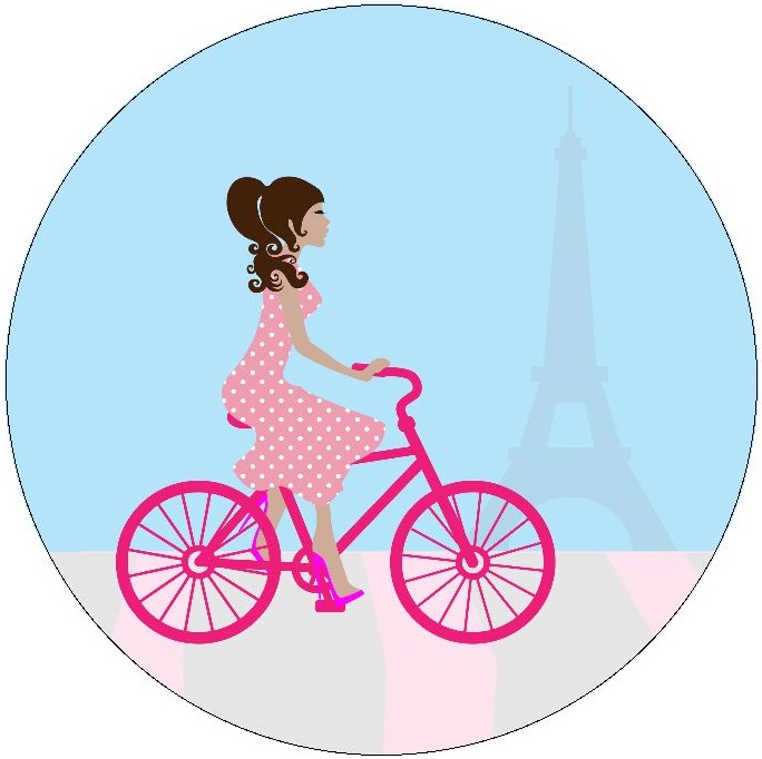 Bicycle in Paris Pinback Buttons and Stickers