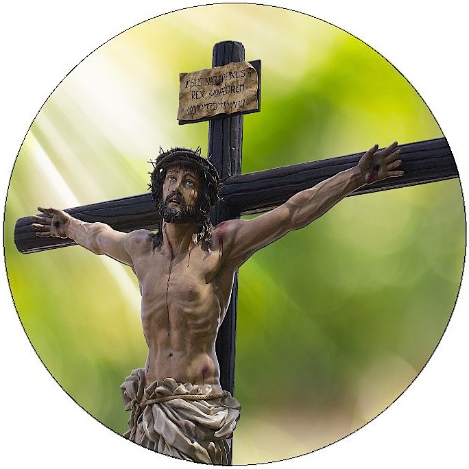 Jesus on Cross Pinback Buttons and Stickers