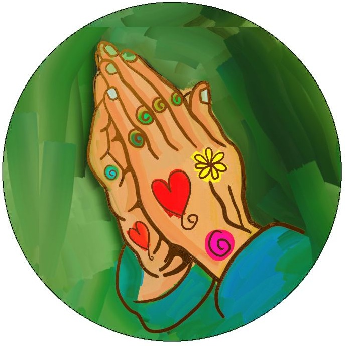 Prayer Hands Pinback Buttons and Stickers