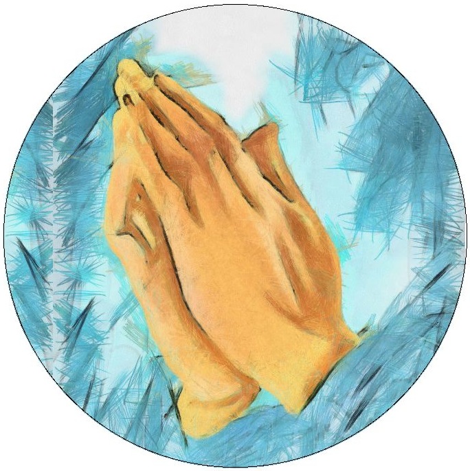 Praying Hands Pinback Buttons and Stickers