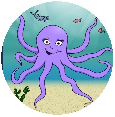 Octopus Pinback Button and Stickers