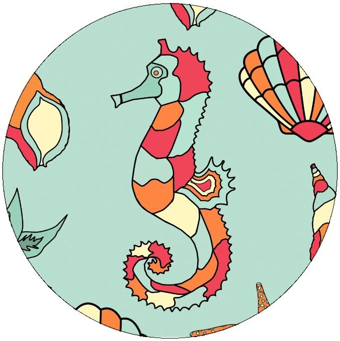 Seahorse Pinback Button and Stickers