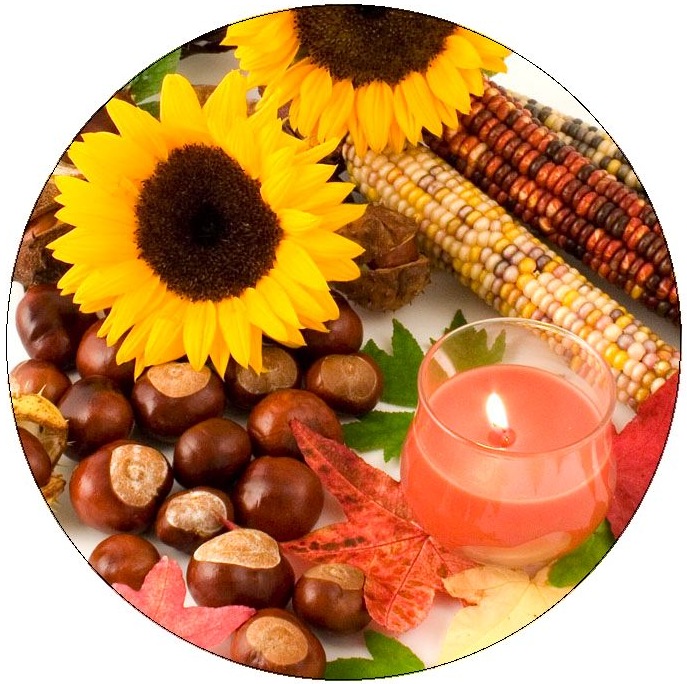 Harvest Candle Pinback Buttons and Stickers